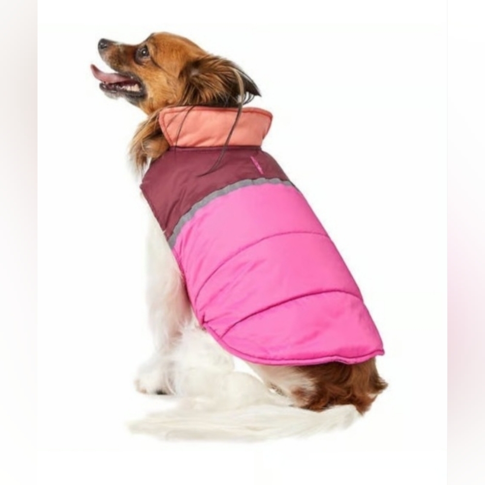 32 Degrees Pink and Black Checkered  Dog Jacket Warm Fleece Lined Adjust Size XS